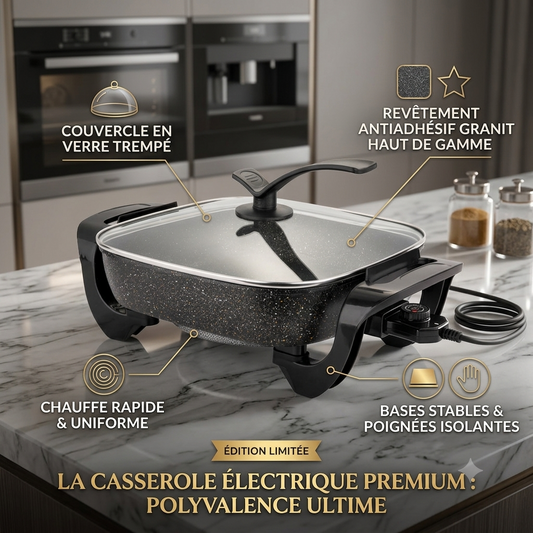 Poêle Électrique MULTIFONCTION+ Set de 3 Couteaux OFFERT