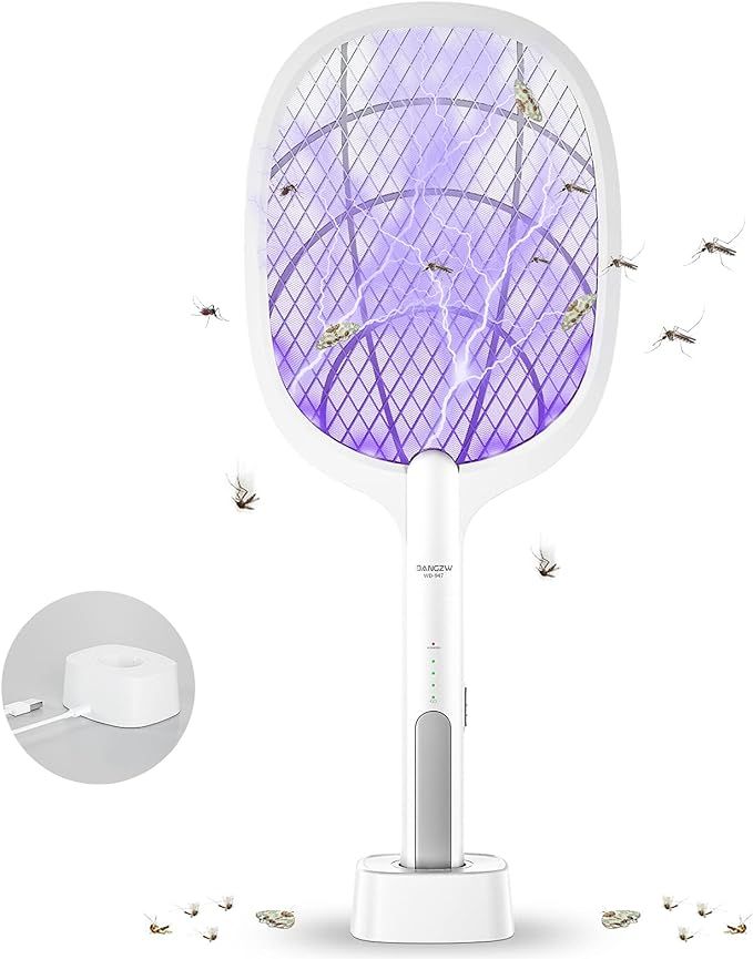 Raquette Anti-Moustique 2-en-1 Rechargeable avec Piège UV